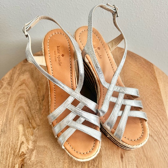 Kate Spade Lindsay Stripe Espadrille Wedges Size 7.5 - Picture 2 of 7